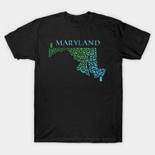 Maryland State Outline Maze & Labyrinth T-Shirt